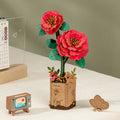Rowood Red Camellia (TW031) - Wooden Flower 3D Puzzle