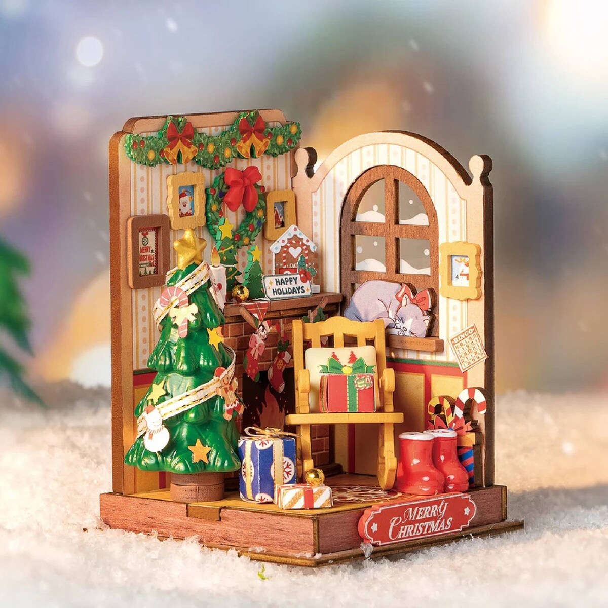 Rolife Christmas Fireplace (DS041) - Festive DIY Miniature House