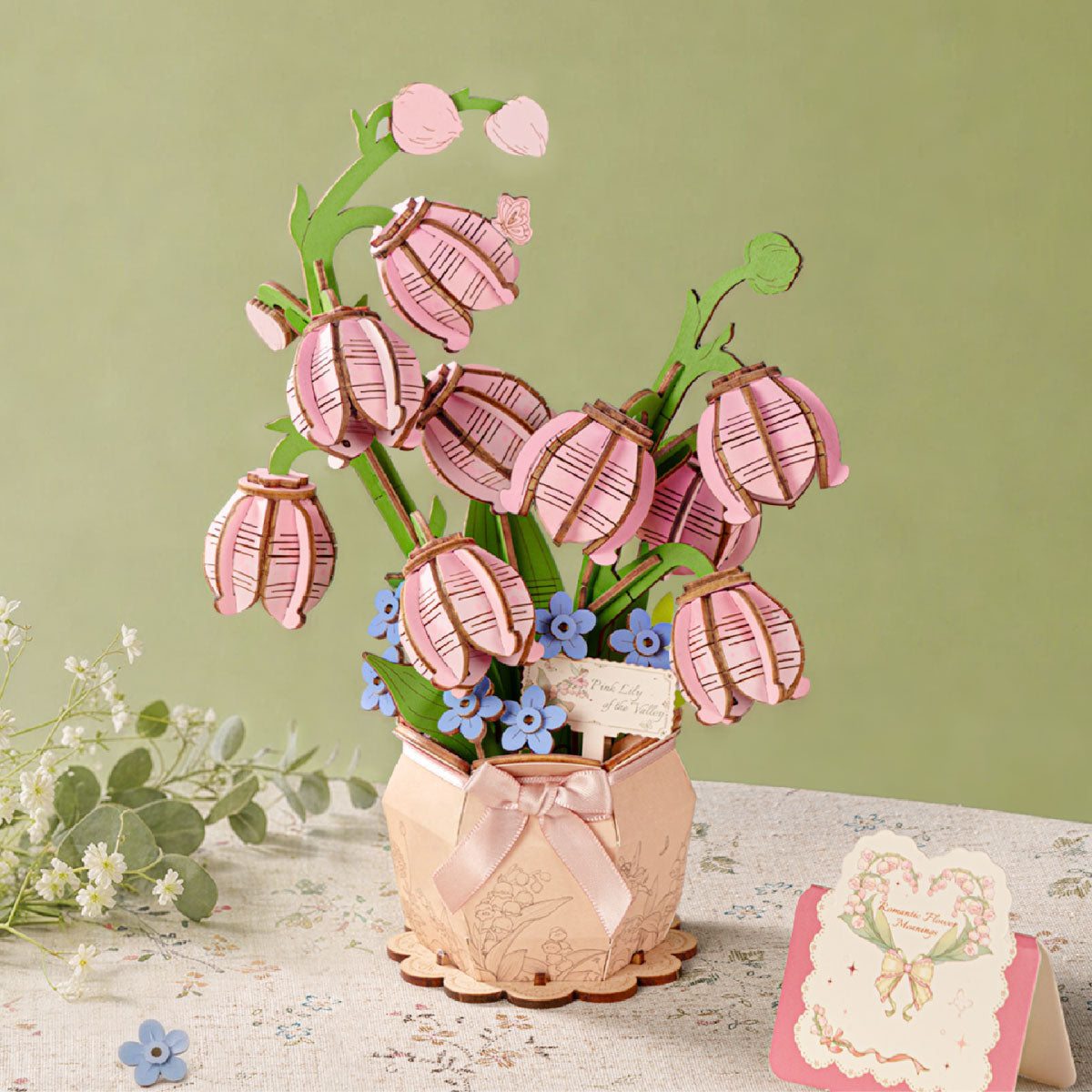 Rowood Pink Lily of the Valley (TF003) - Wooden Flower Bouquet