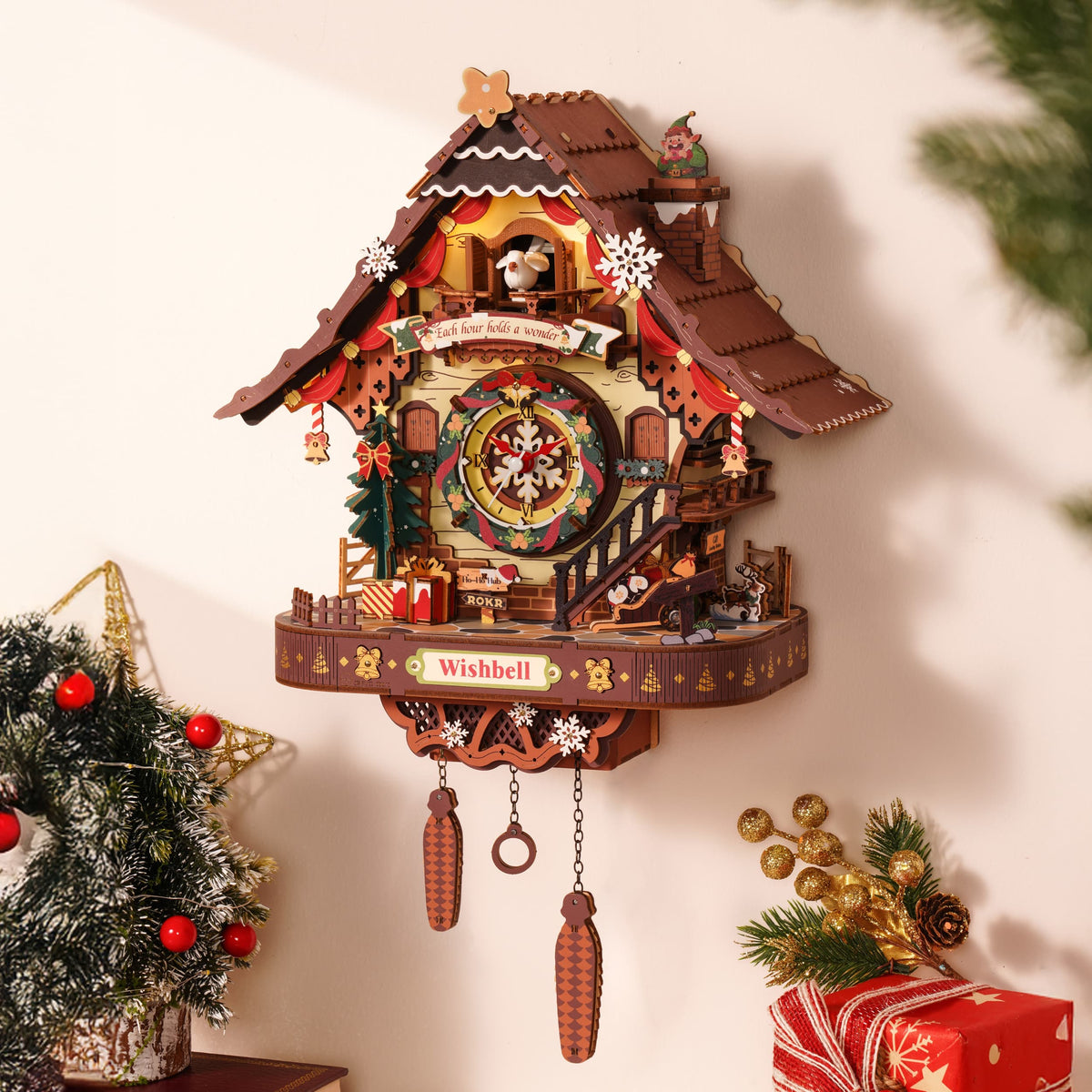 ROKR Christmas Cuckoo Clock (LCB01) - Christmas Clock Model Kit