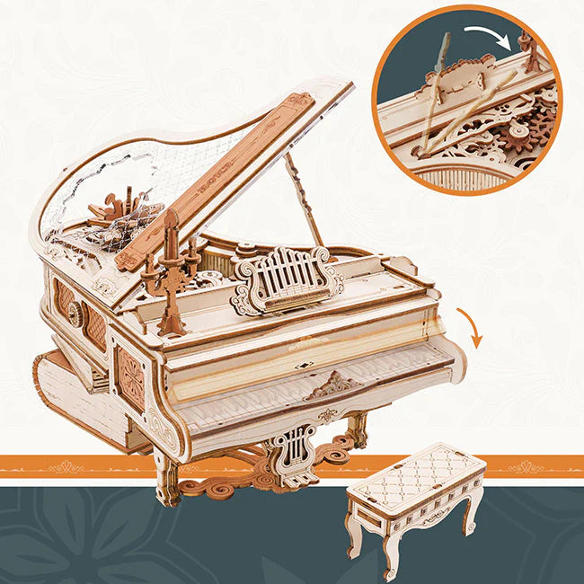 ROKR Magic Piano Mechanical Music Box 3D Wooden Puzzle AMK81