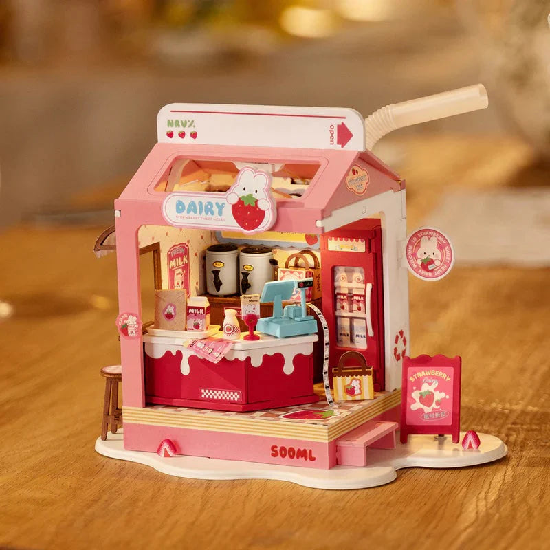 Strawberry Milk Box (DS034) | DIY Miniature House Kit