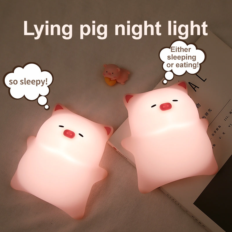 Lying Flat Pig Silicone Night Lamp