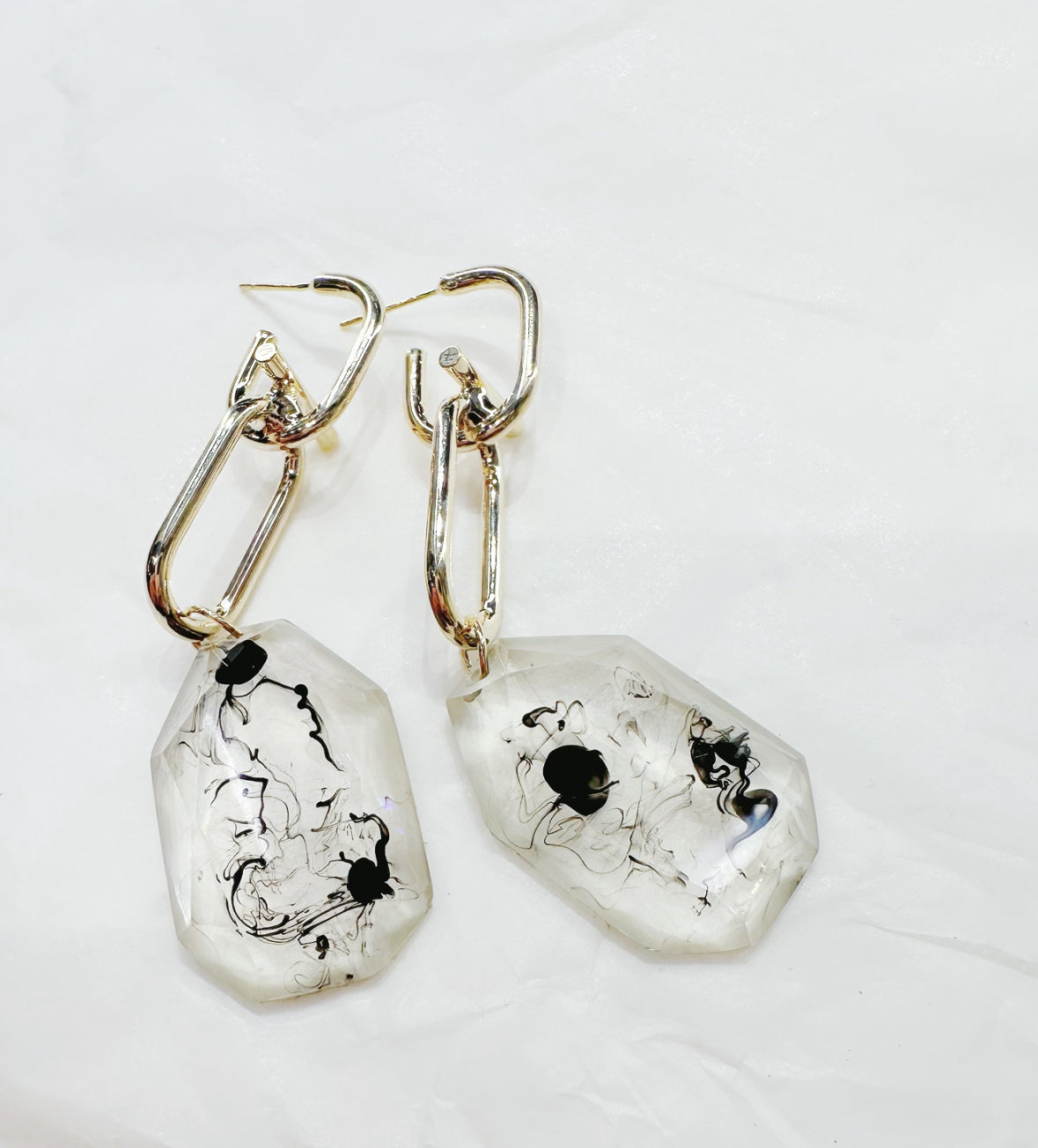 chained obsidian earrings
