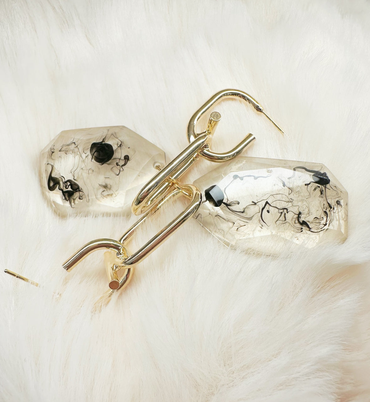 chained obsidian earrings