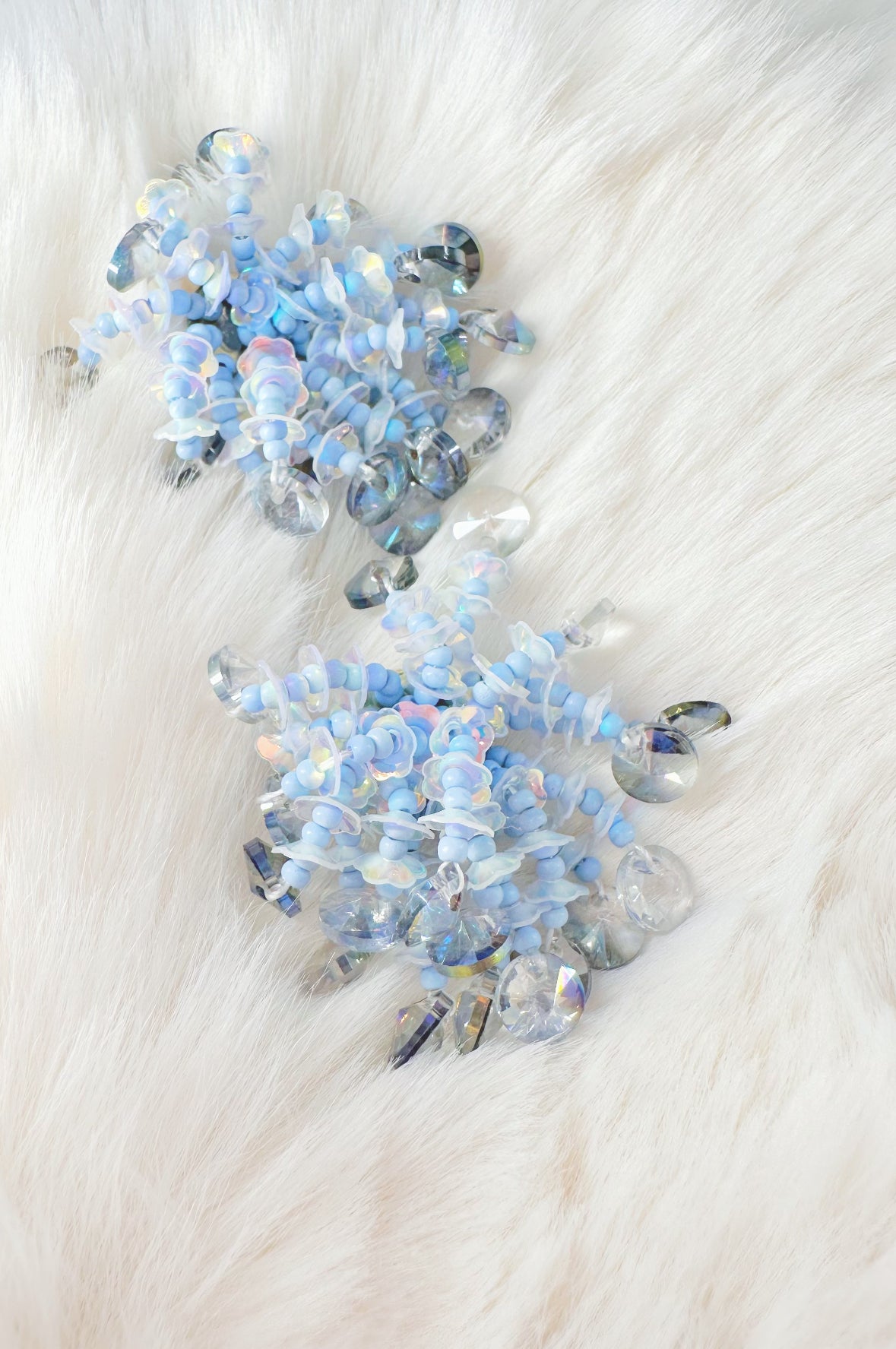 blue shiny snowflake earrings