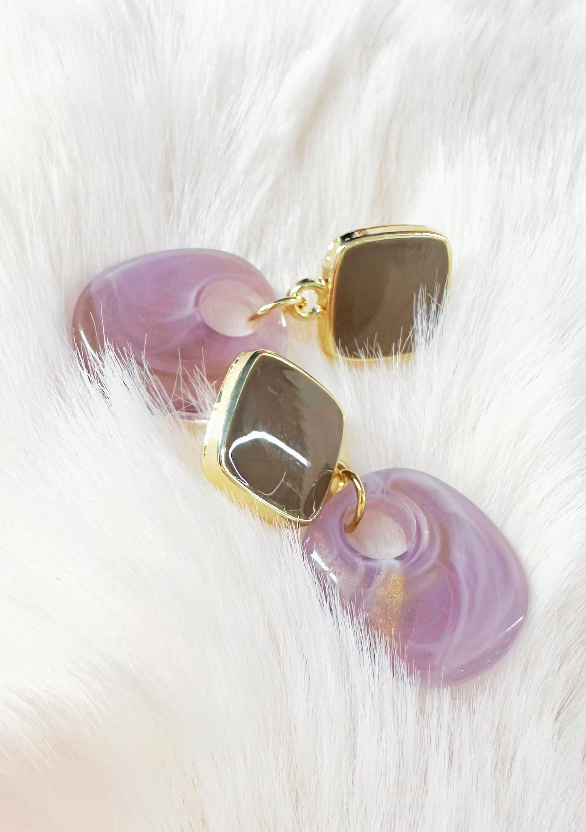 gold pink earrings