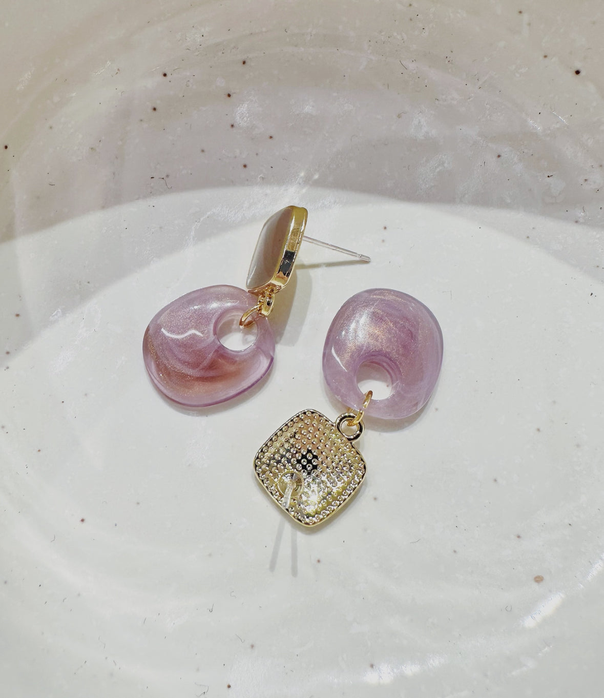 gold pink earrings