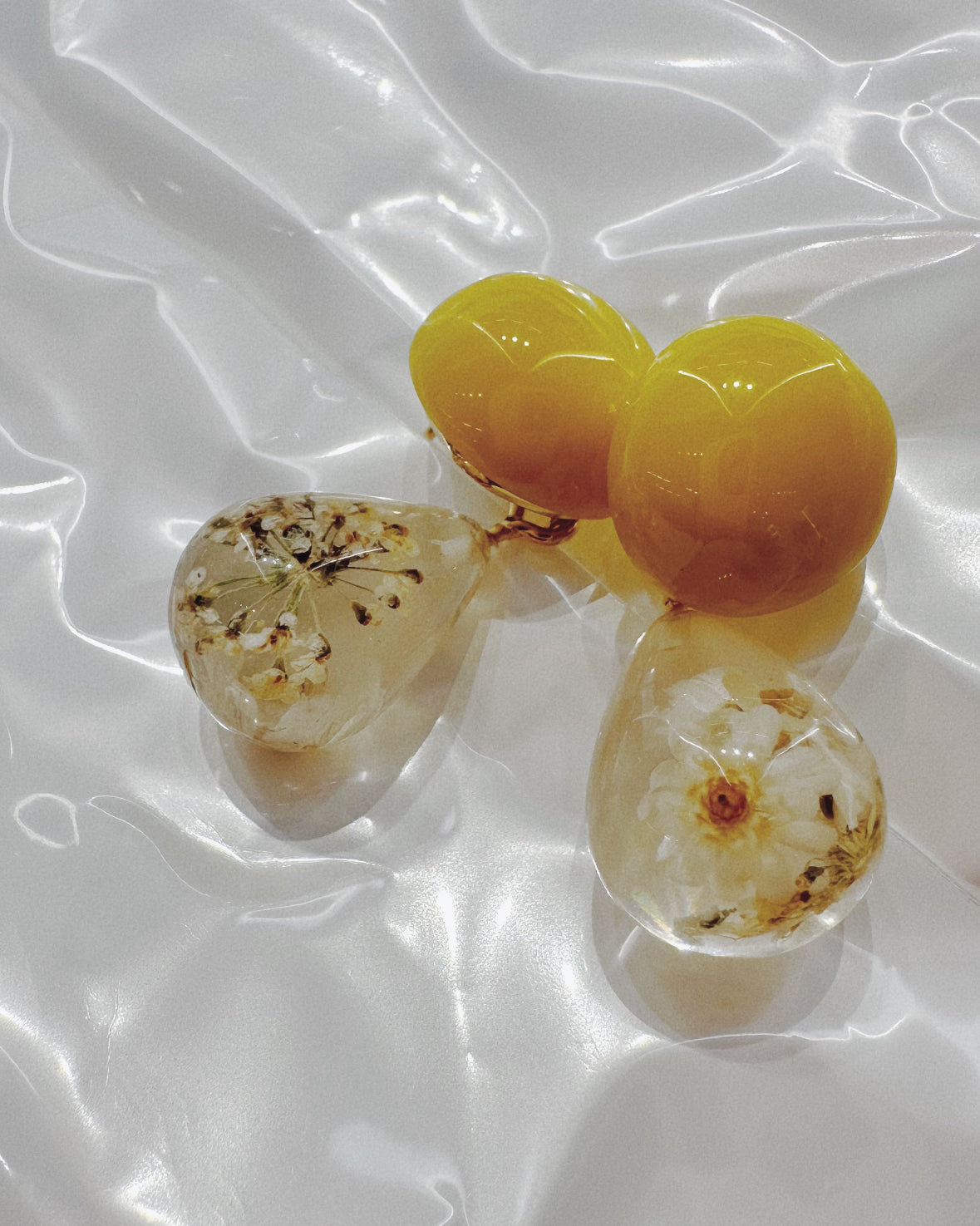 yellow flower teardrop earrings