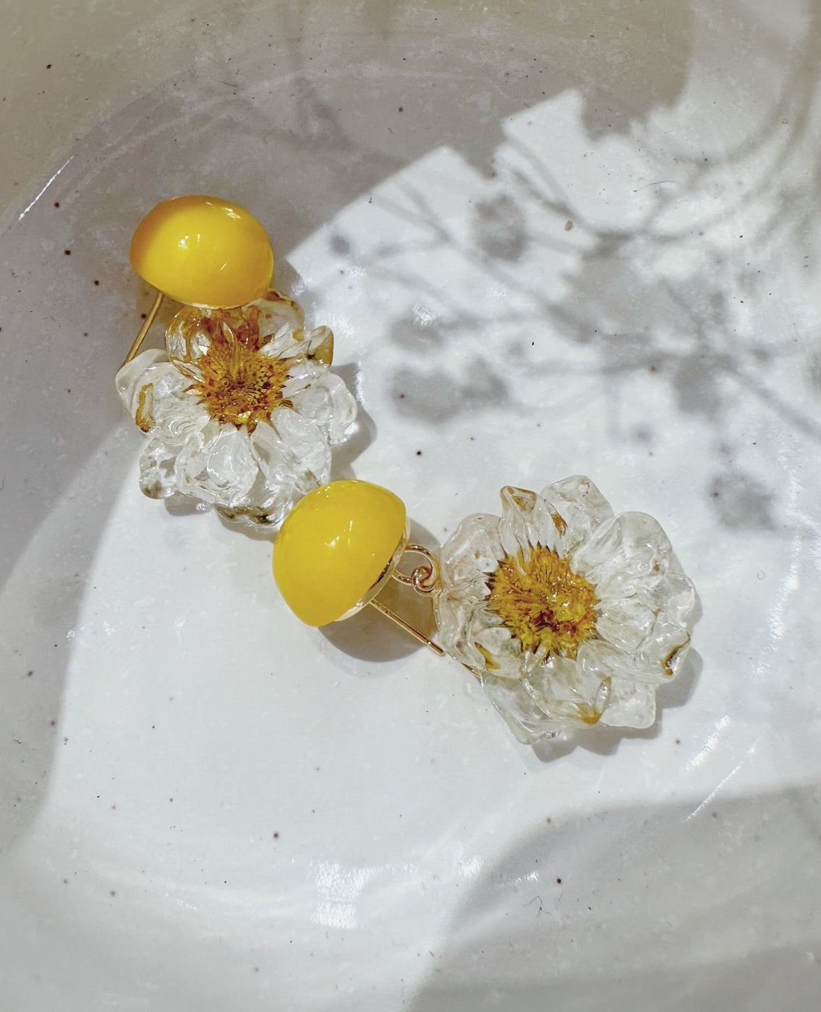 yellow crystal sunflower earrings