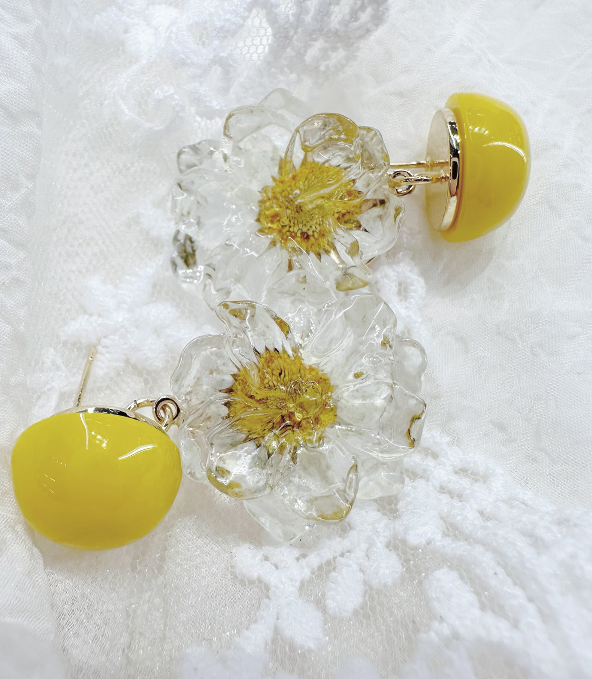 yellow crystal sunflower earrings
