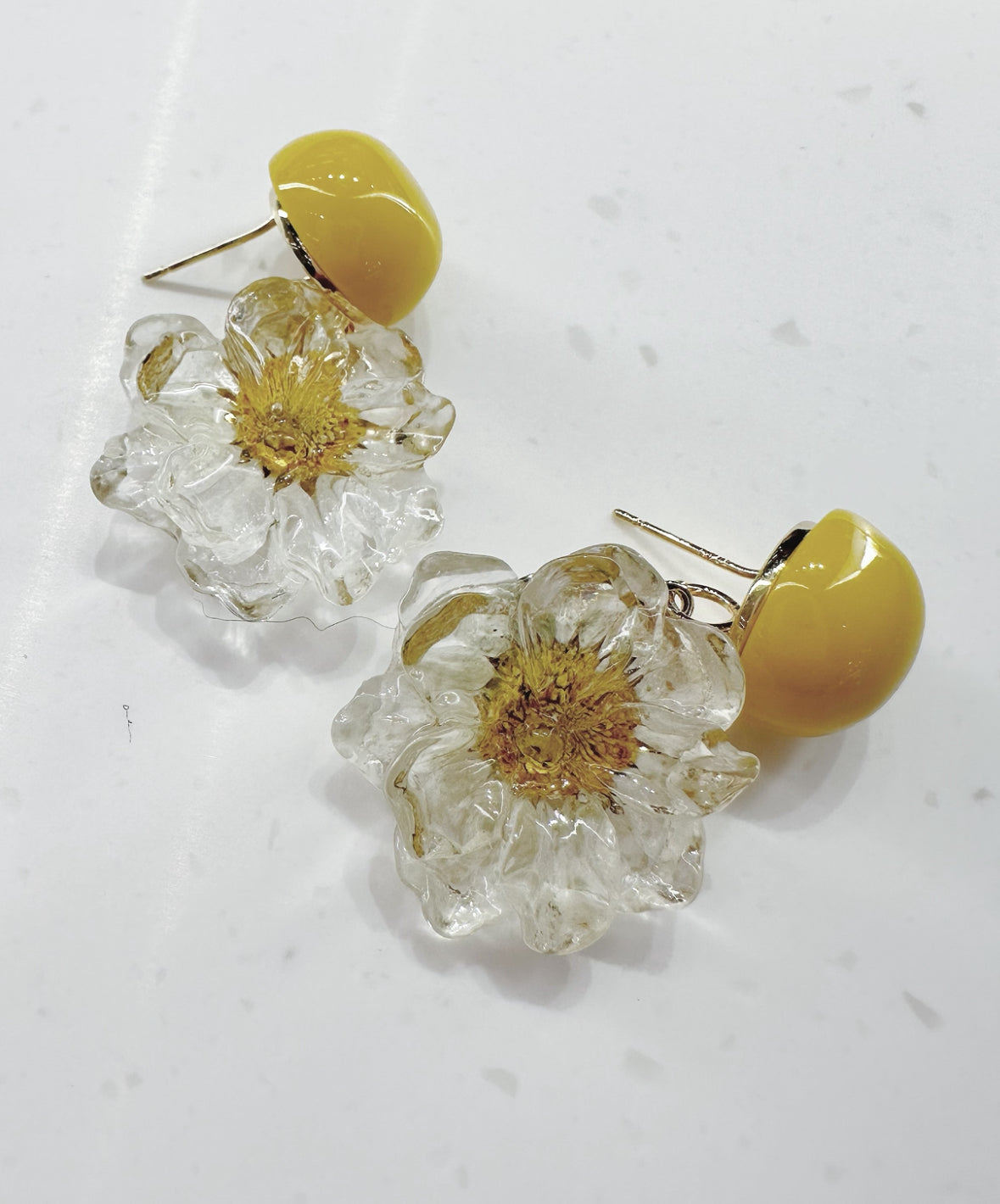 yellow crystal sunflower earrings
