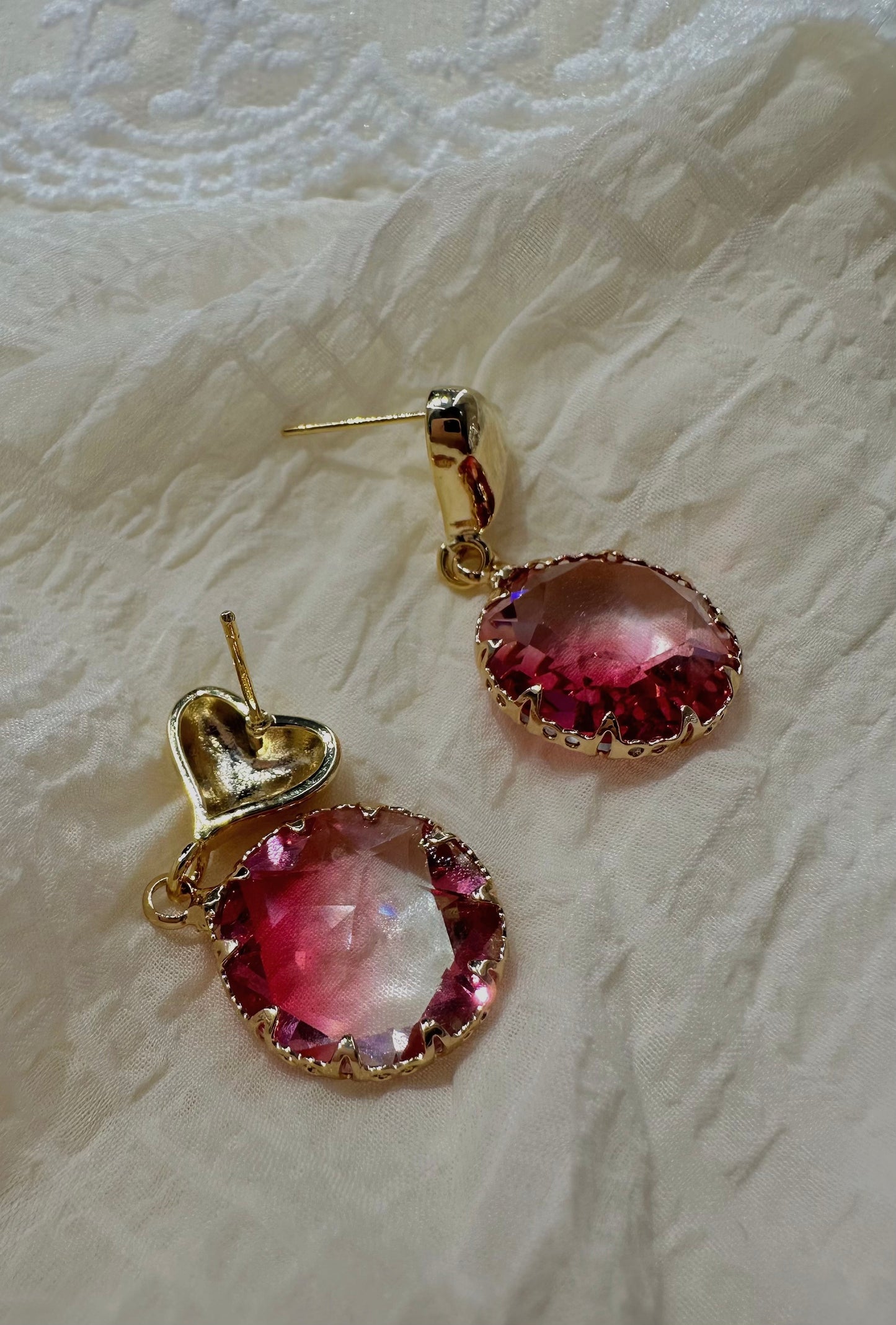 ruby heart earrings
