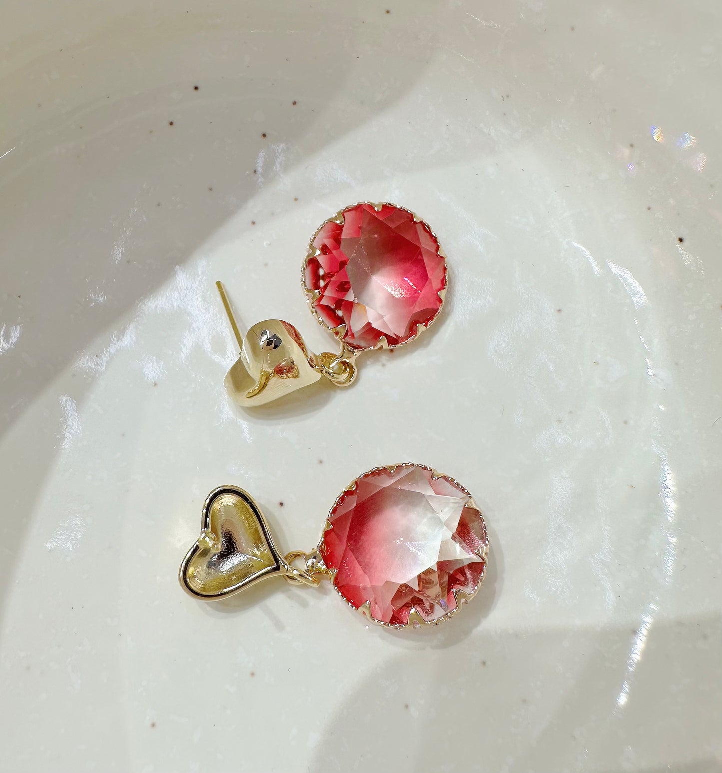 ruby heart earrings