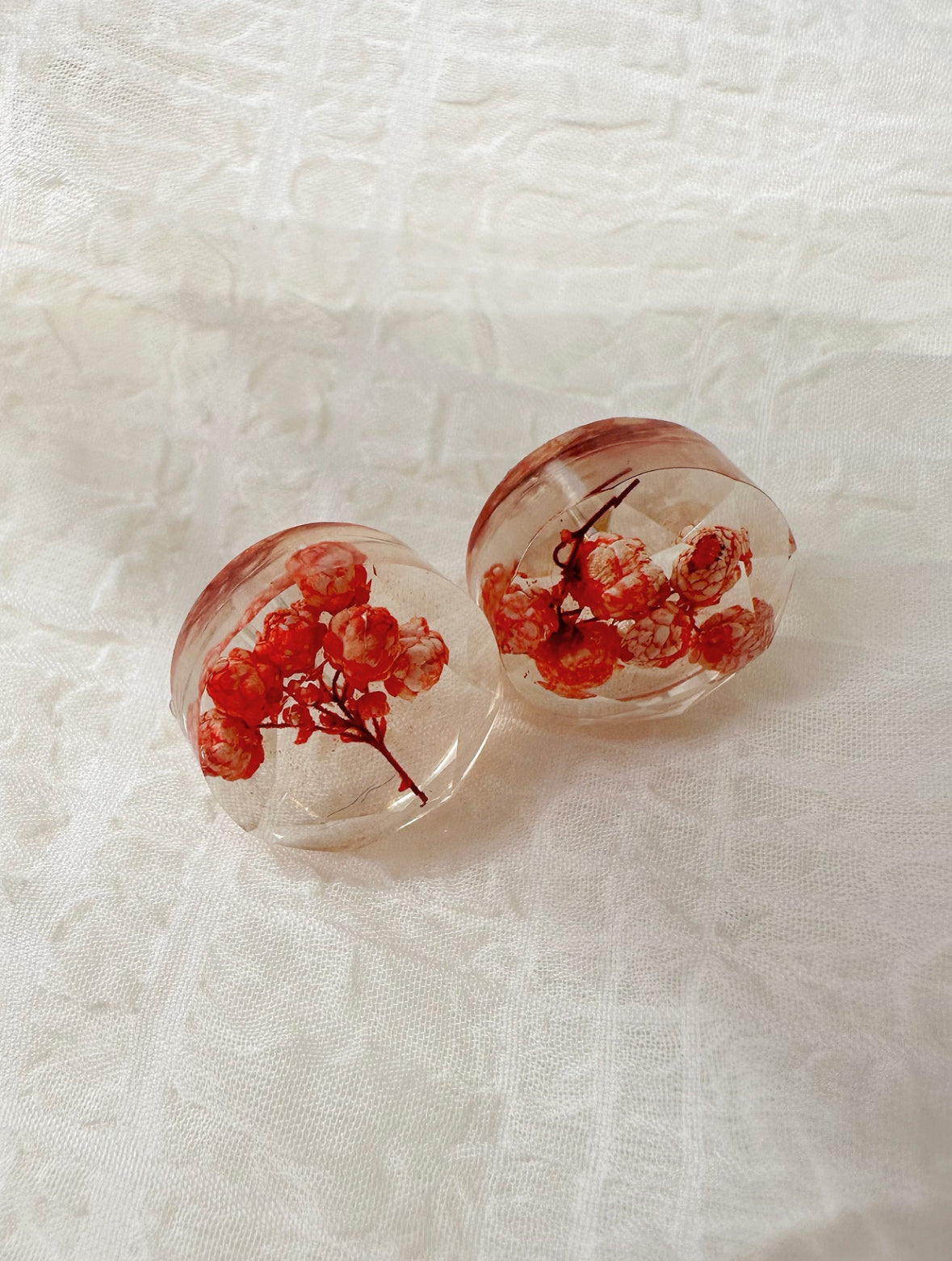 red blossom earrings