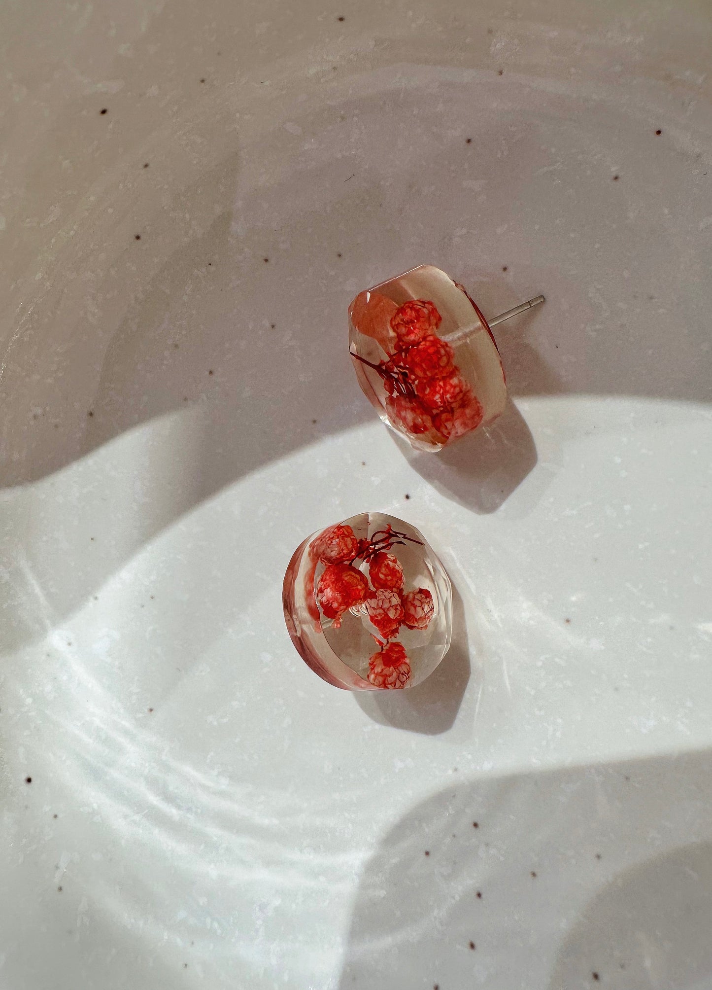 red blossom earrings