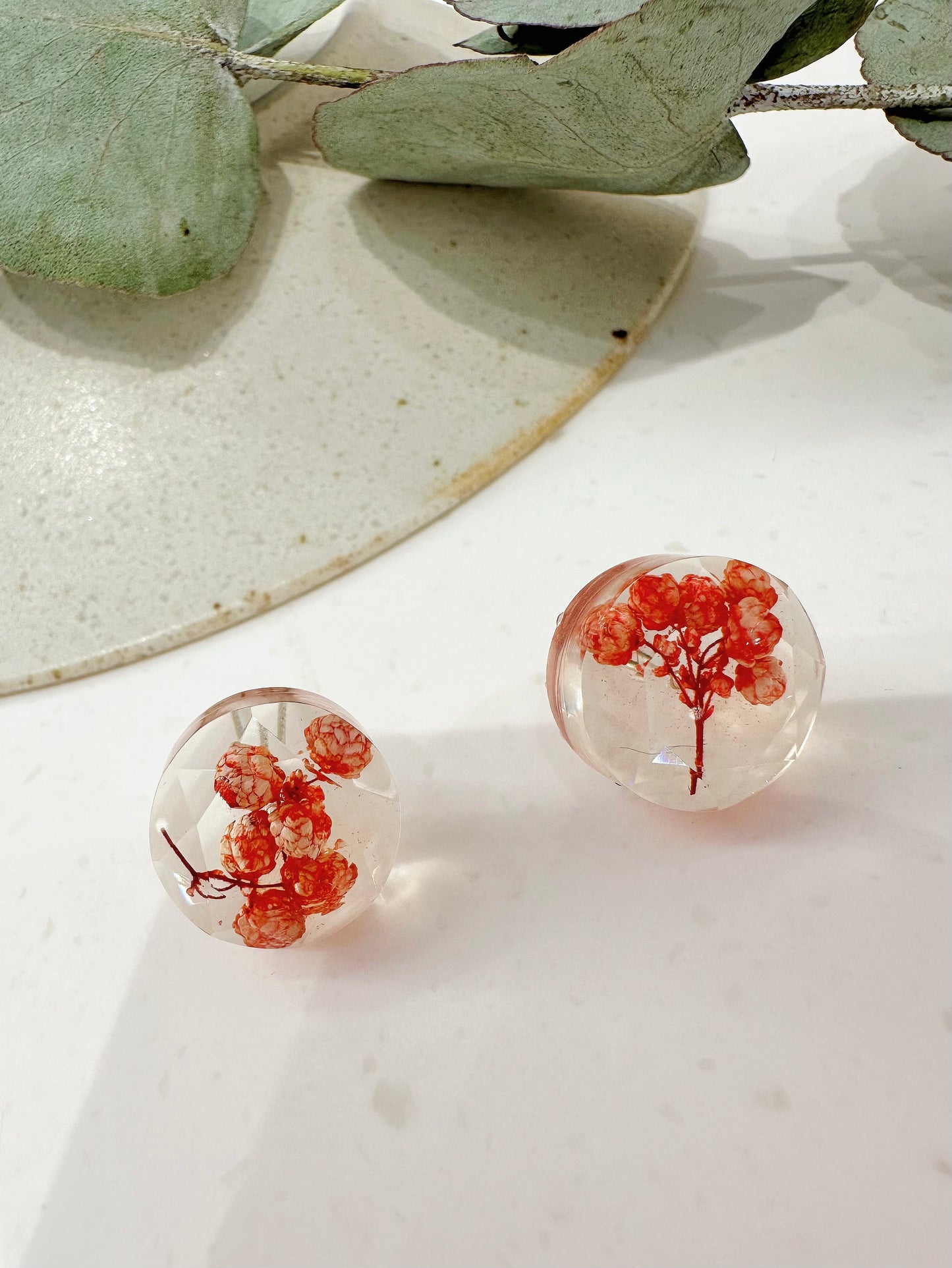 red blossom earrings