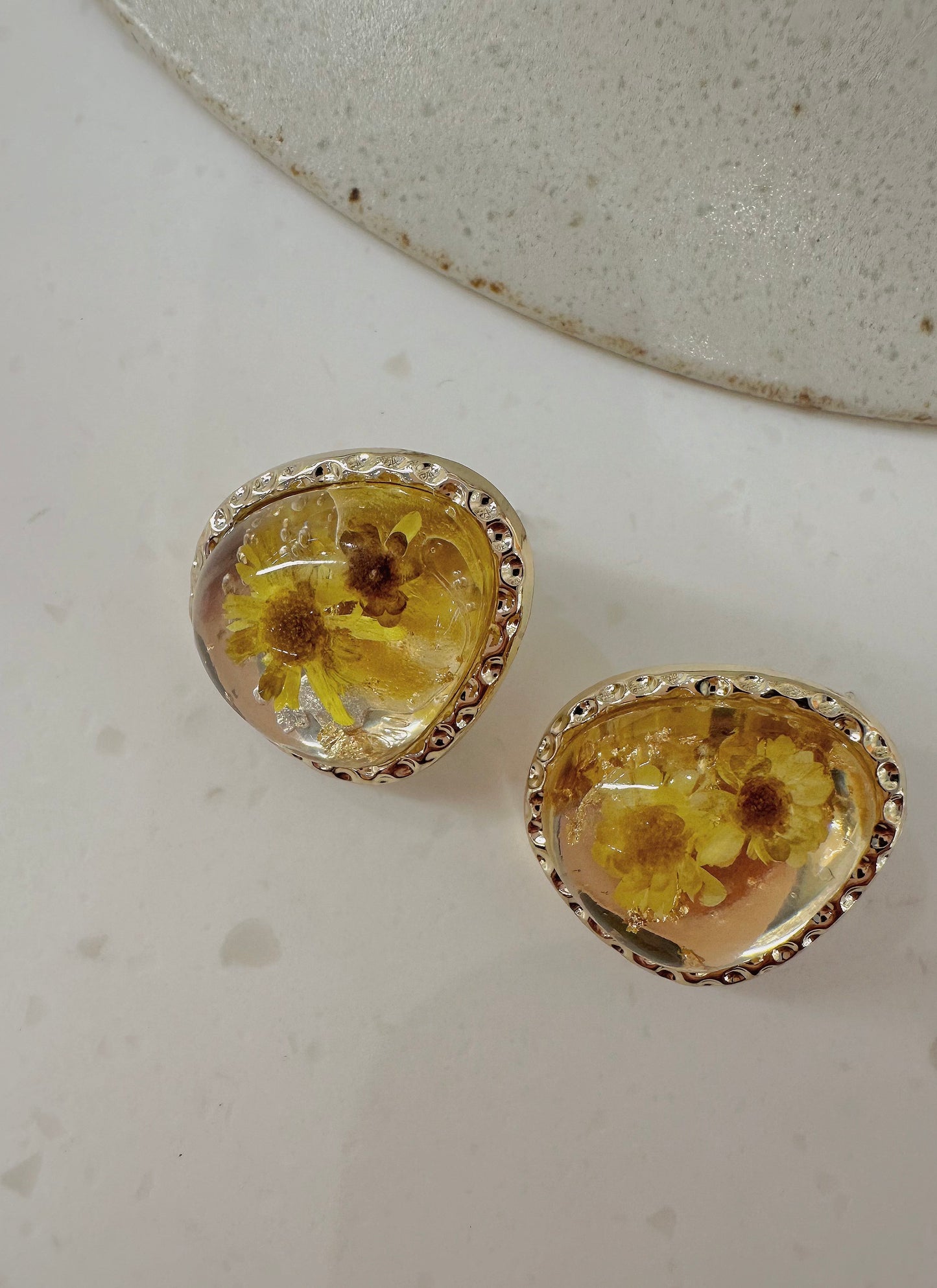 sunflower gold rim earrings