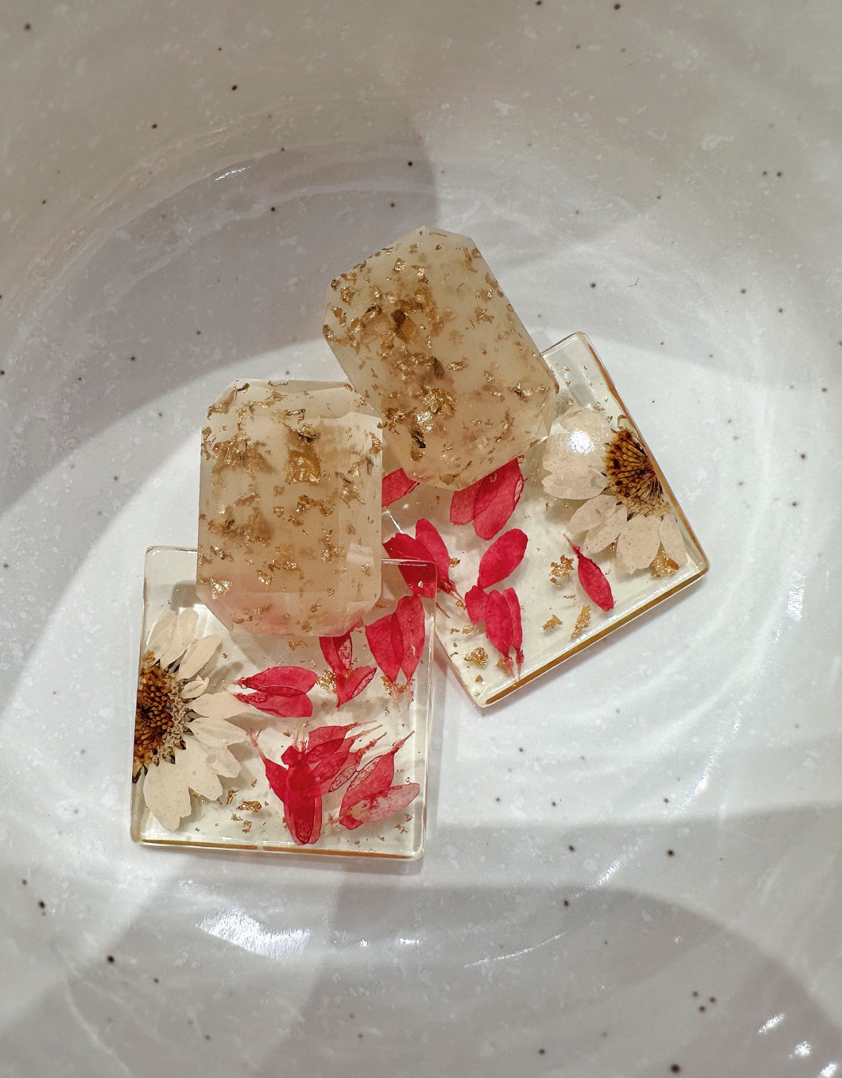 square crystalised earrings