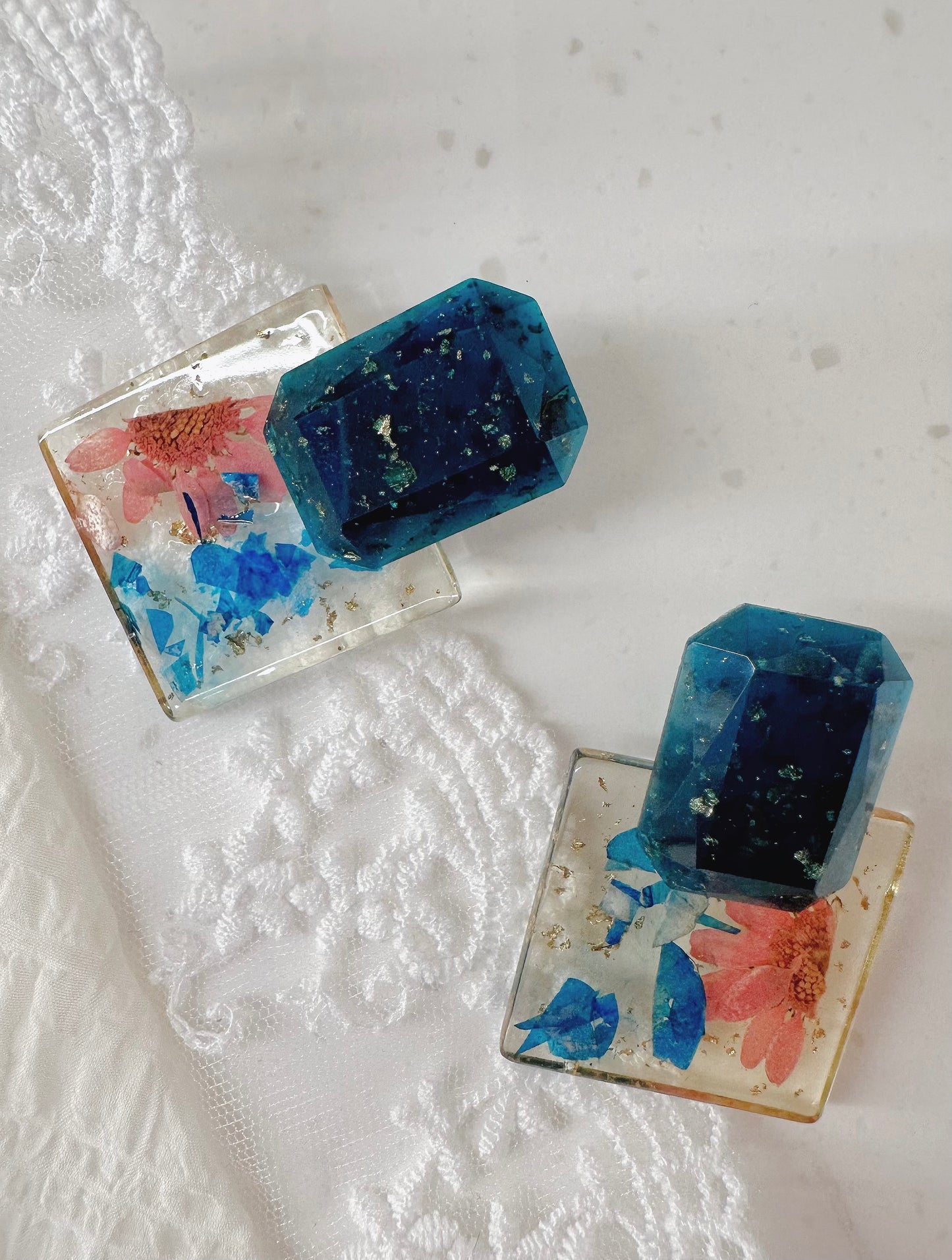 artistic blue crystal earrings