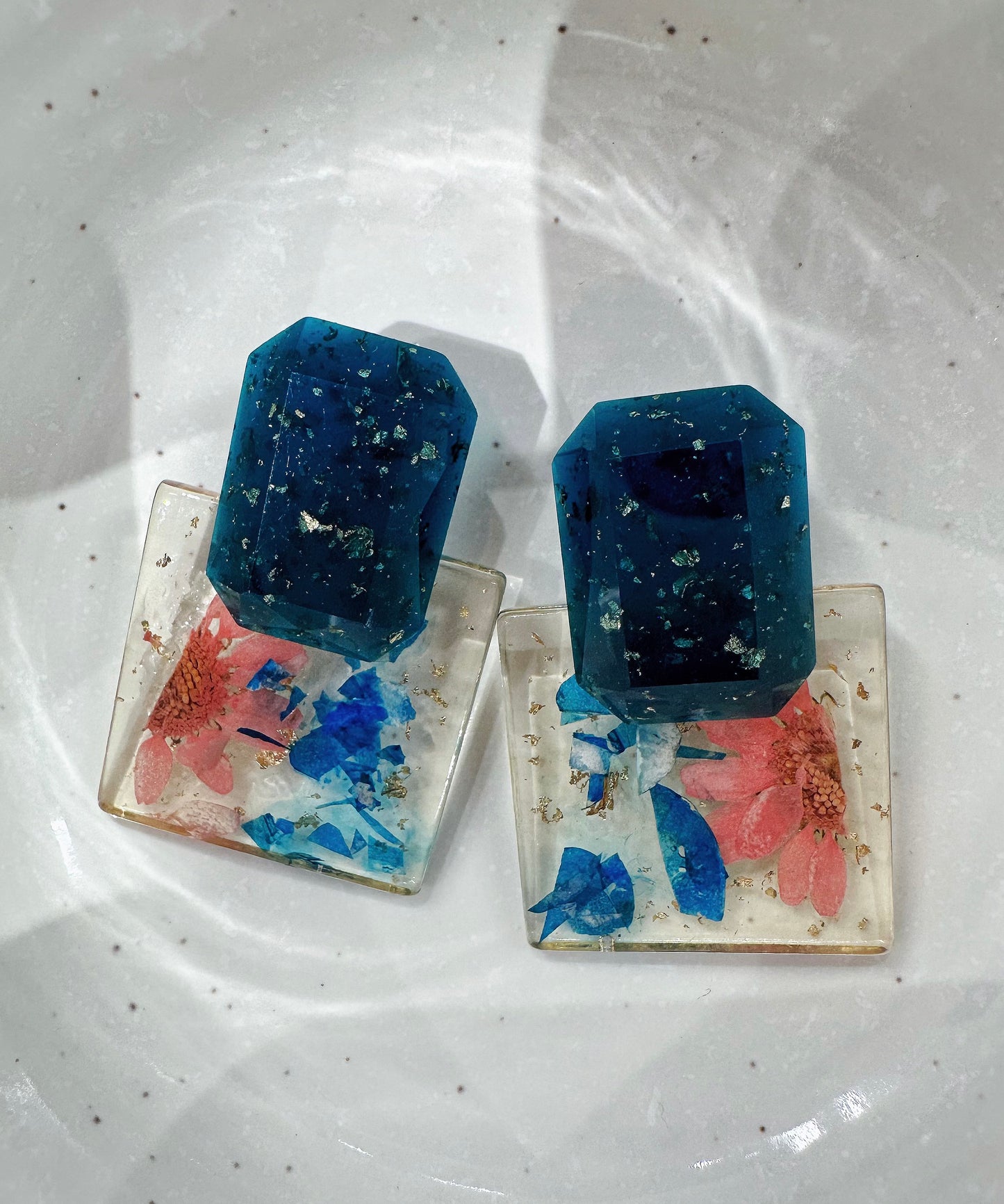 artistic blue crystal earrings