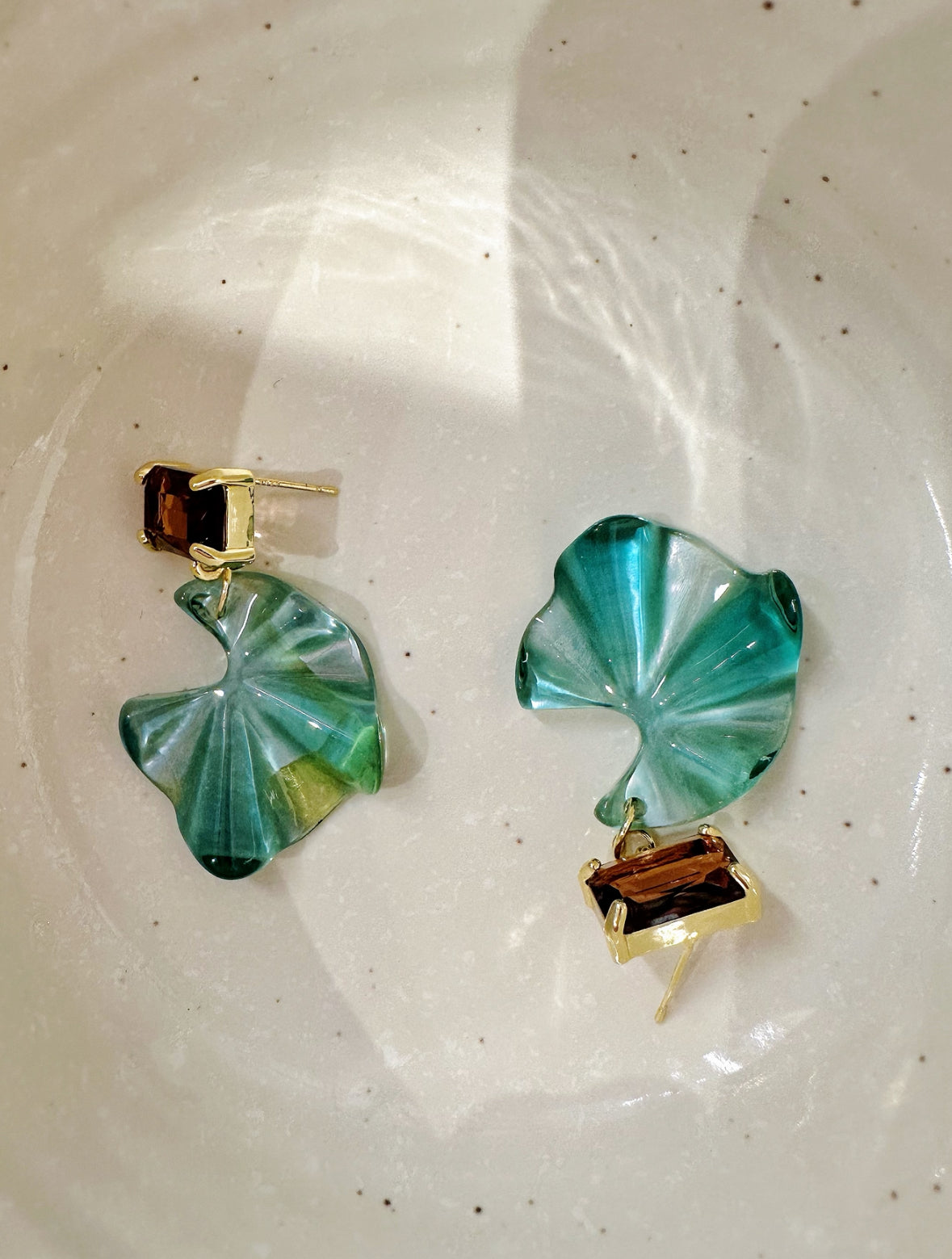 blue emerald shard earrings