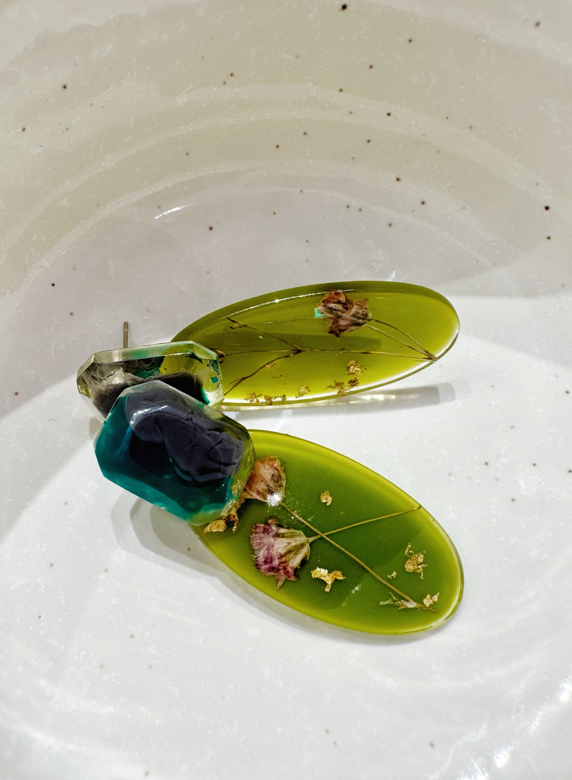 Jade floral earrings