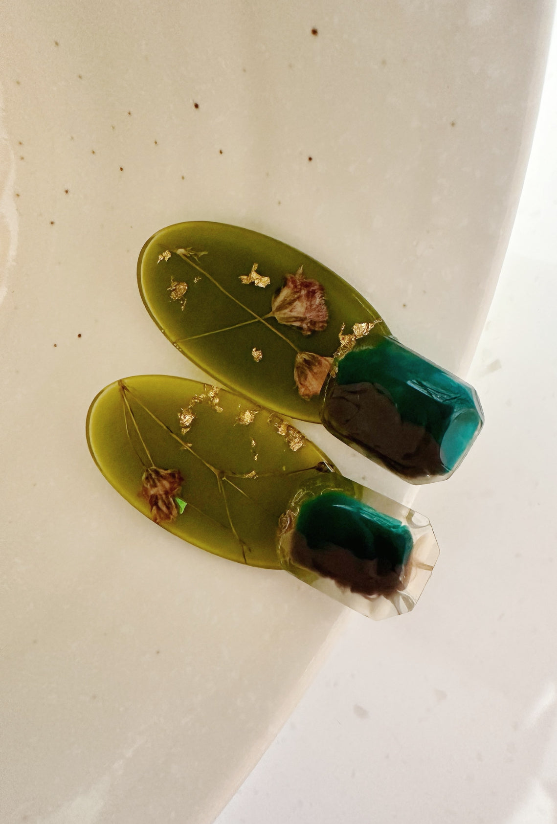 Jade floral earrings