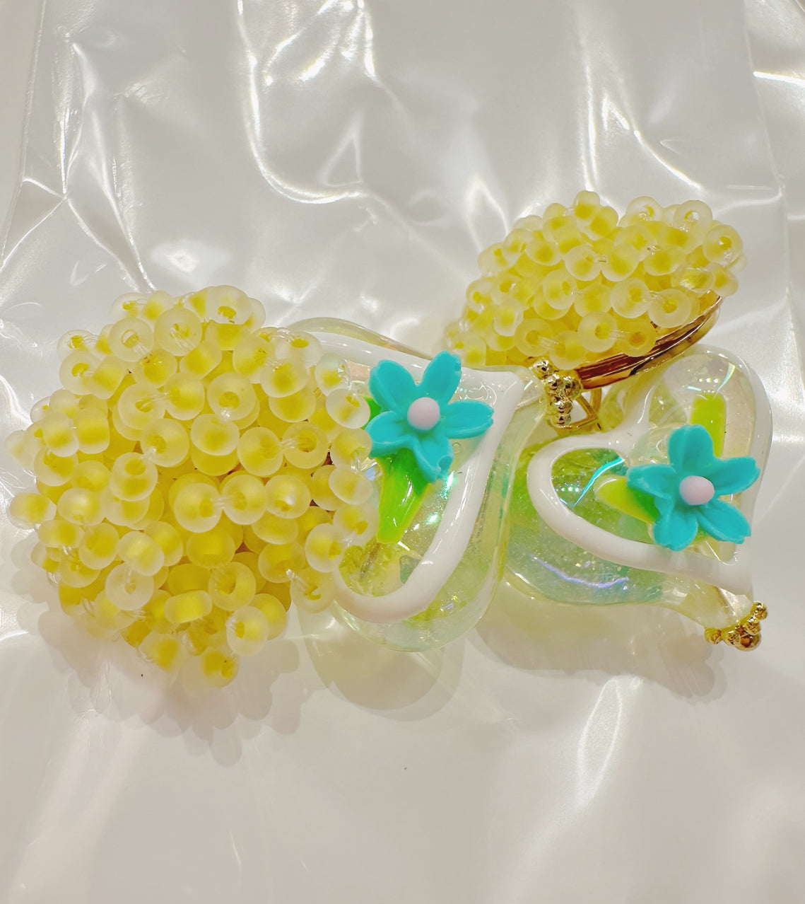 lemon saffron heart blossom earring