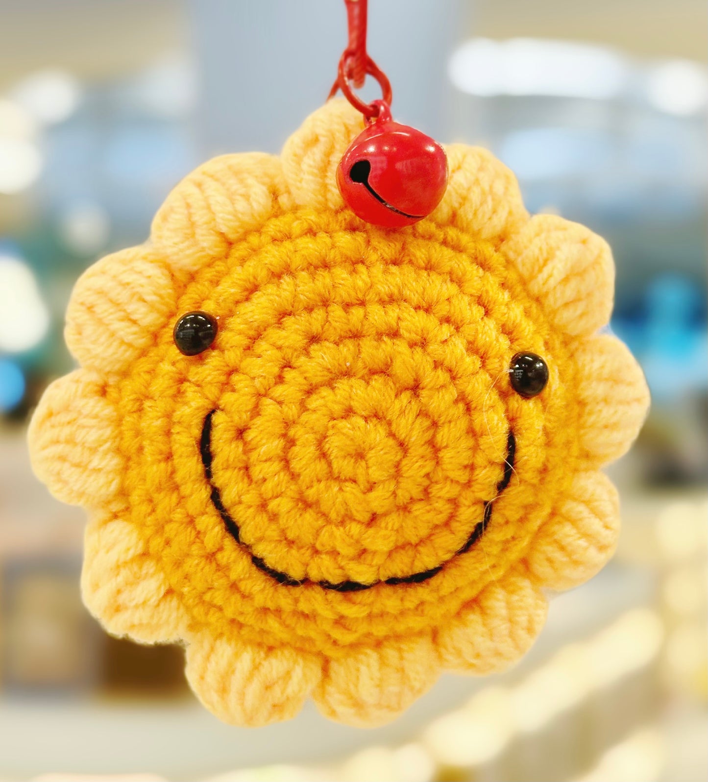Handmade Knitted Sun Bag Charm With A Bell