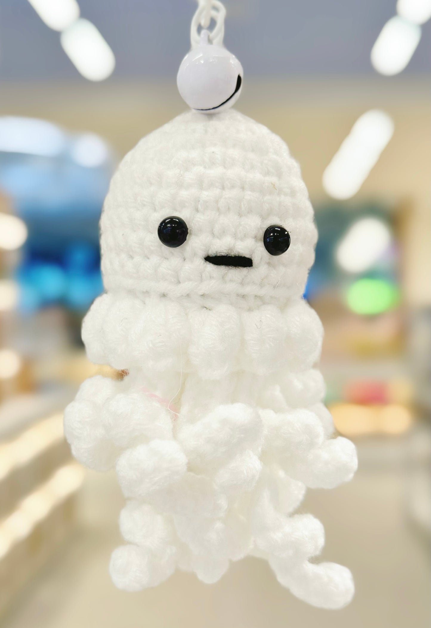 Handmade Knitted Jelly Fish Bag Charm With A Bell