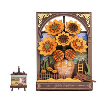 Golden Sunflower (TH002) - Light-Up 3D Wooden Wall Art