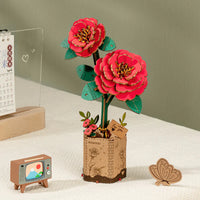 Rowood Red Camellia (TW031) - Wooden Flower 3D Puzzle