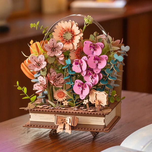 Wooden Blooming Book (TW04H) - DIY Wooden Flower 3D Puzzle