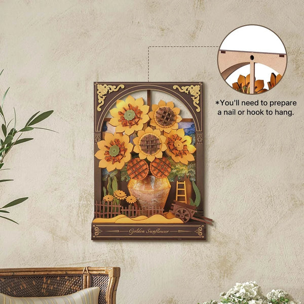 Golden Sunflower (TH002) - Light-Up 3D Wooden Wall Art