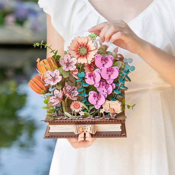 Wooden Blooming Book (TW04H) - DIY Wooden Flower 3D Puzzle