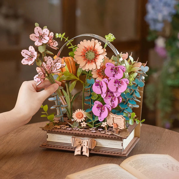 Rowood Wooden Blooming Book (TW04H) - DIY Wooden Flower 3D Puzzle