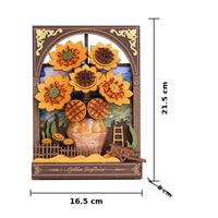 Golden Sunflower (TH002) - Light-Up 3D Wooden Wall Art