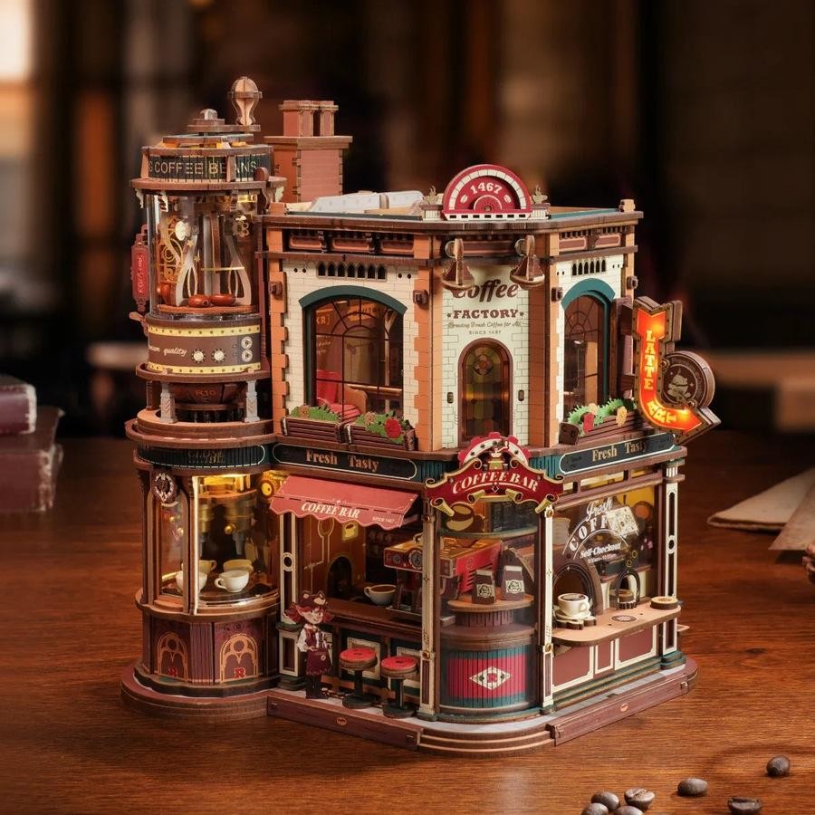 Dream Coffee Factory Light & Music (EAB02) - 3D Wooden Puzzle Kit