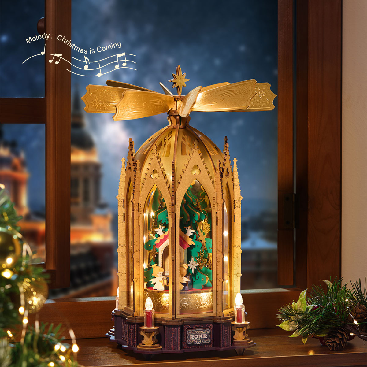 ROKR Blessed Christmas Pyramid (AMB01) - Christmas Music Box Kit