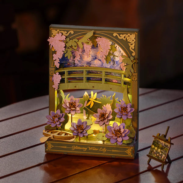 Glittering Water Lily (TH001) - Light-Up 3D Wooden Wall Art