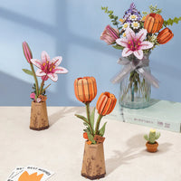 Rowood Orange Tulip DIY Wooden Flower 3D Puzzle TW081