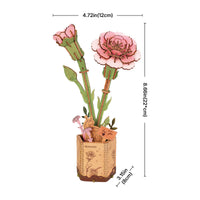 Rowood Pink Carnation DIY Wooden Flower 3D Puzzle TW051