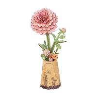 Rowood Pink Dahlia (TW131) - DIY Wooden Flower 3D Puzzle