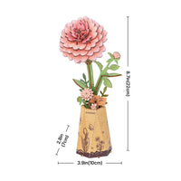 Rowood Pink Dahlia (TW131) - DIY Wooden Flower 3D Puzzle