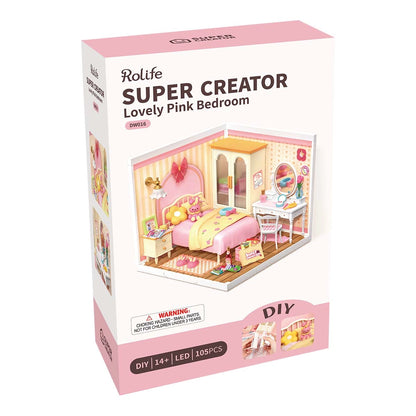 Rolife Lovely Pink Bedroom Super Creator Miniature House