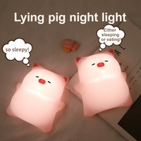 Lying Flat Pig Silicone Night Lamp