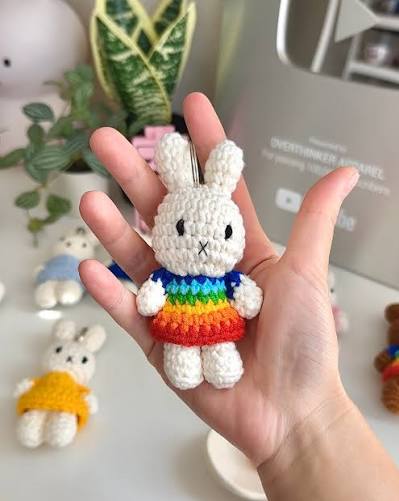 Miffy Rainbow Dress Handmade Keychain