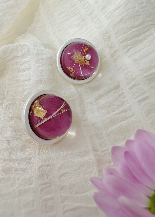 purple gold plated earrings