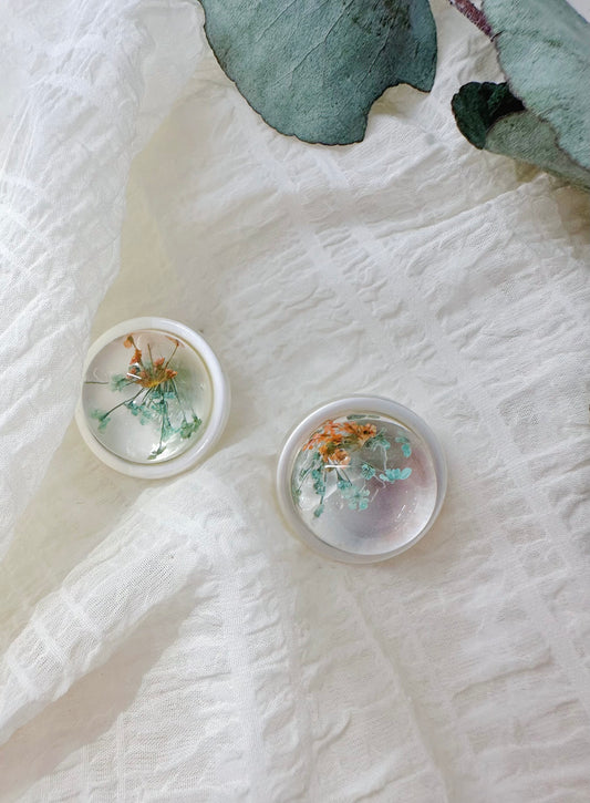 sapphire coloured button earrings